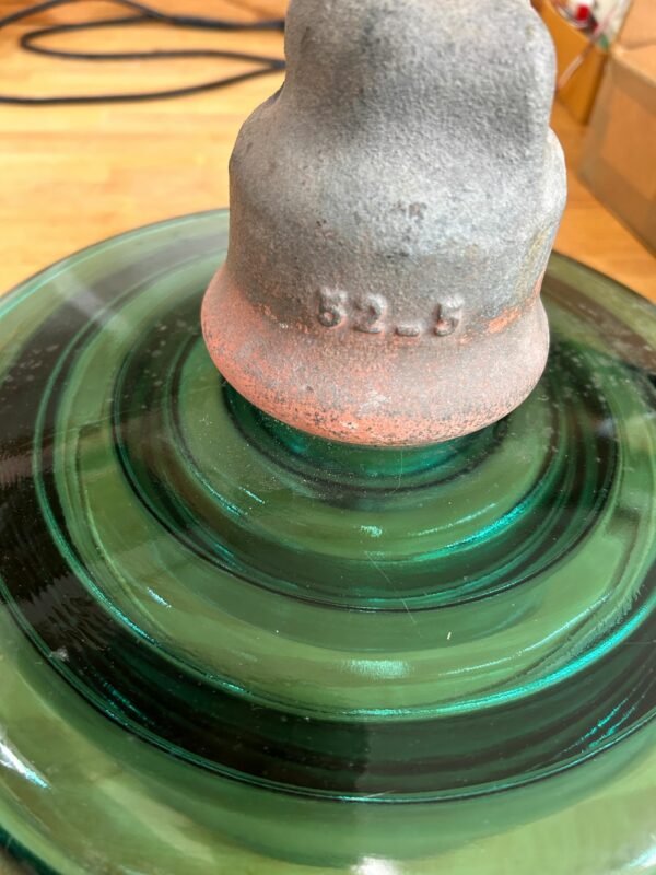 Vintage EIV66 13.5" Green Glass And Ceramic High Voltage Insulator Sombrero