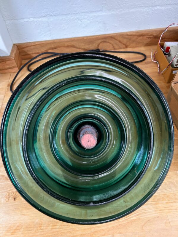 Vintage EIV66 13.5" Green Glass And Ceramic High Voltage Insulator Sombrero - Image 6