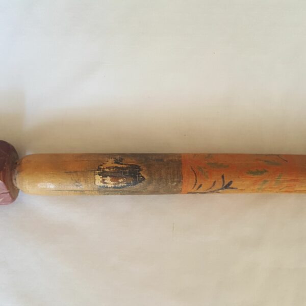 Vintage Handcrafted Wooden Peace Pipe With Carved Leaf Design & Decorative Tassel - Image 2