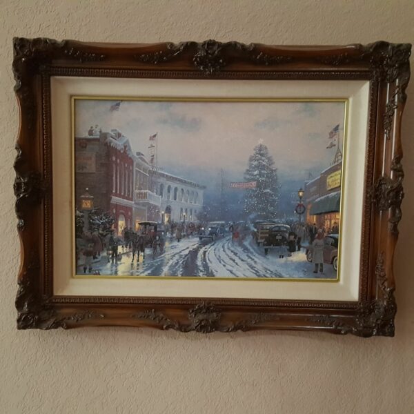 Thomas Kinkade Christmas at the Courthouse Framed Canvas Art