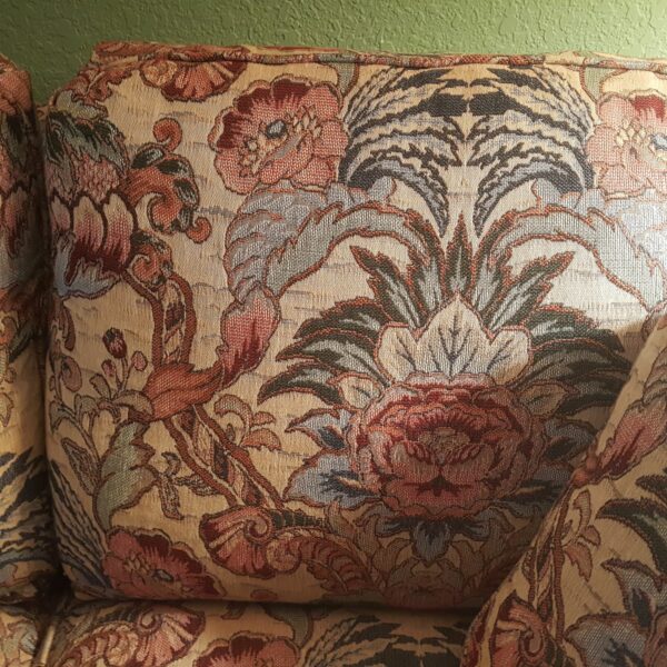 Floral Tapestry Upholstered Sofa With Cushions - Image 3