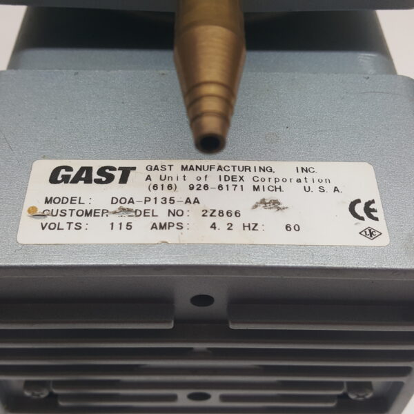 GAST 2Z866 Diaphragm Compressor/Vacuum Pump DOA-P135-AA Good Working Condition - Image 5